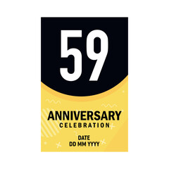 59 years anniversary invitation card design, modern design elements, white background vector design