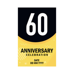 60 years anniversary invitation card design, modern design elements, white background vector design