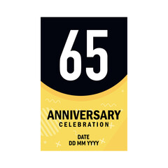 65 years anniversary invitation card design, modern design elements, white background vector design