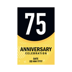 75 years anniversary invitation card design, modern design elements, white background vector design
