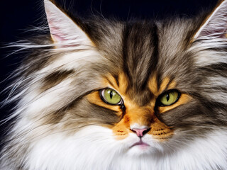 Fierce and Majestic Close-Up of a Siberian Cat