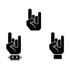 Rock Hands Heavy Metal Icon - Vector Illustration Black Silhouette Design Logo