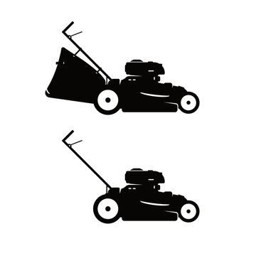 Lawnmower Icon - Vector Illustration Black Silhouette Design Logo