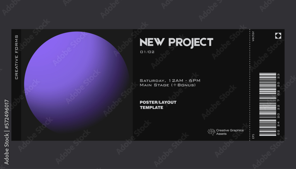 Aufkleber gradient aesthetic art modern ticket design. template layout with blurred digital gradient resemblin