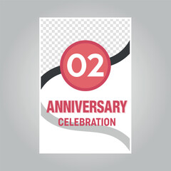 Obraz premium 02 years anniversary vector invitation card Template of invitational for print on gray background