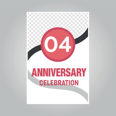 Obraz premium 04 years anniversary vector invitation card Template of invitational for print on gray background