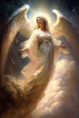 Golden Angel, AI Generated Image of a Beautiful Golden Angel Ascending into Heaven