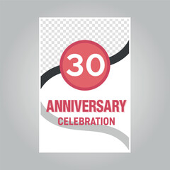 30 years anniversary vector invitation card Template of invitational for print on gray background