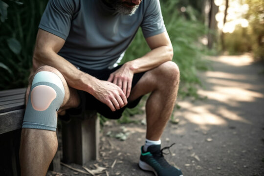 man having knee pain, Generative AI