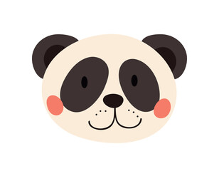 Cute panda head. Asian bear, tropical and exotic animal. Sticker for social networks and messengers. . Cartoon flat vector illustration