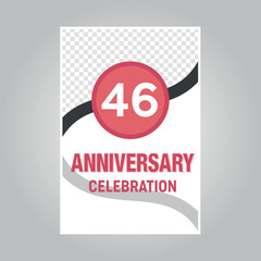 46 years anniversary vector invitation card Template of invitational for print on gray background