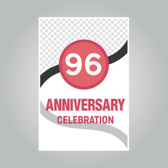 96 years anniversary vector invitation card Template of invitational for print on gray background
