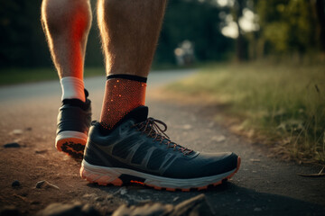 Fototapeta na wymiar Ankle pain in detail - Sports injuries concept, Generative AI