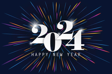 2024 Happy New Year elegant design-vector illustration of paper cut White color 2024 logo numbers on blue background-perfect typography for 2024 save the date luxury designs and new year celebration.