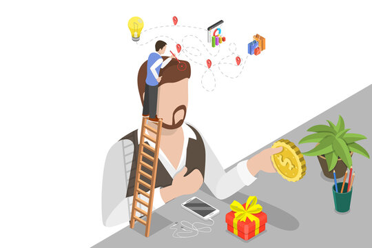 3D Isometric Flat  Conceptual Illustration of Consumer Behavior