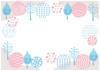 北欧風_丸柄と木のフレーム