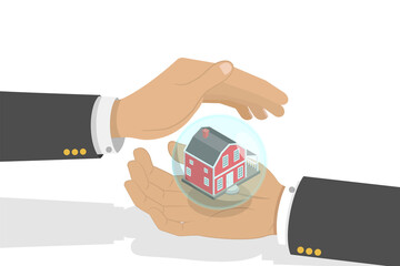 Fototapeta na wymiar 3D Isometric Flat Conceptual Illustration of Home Insurance Policy
