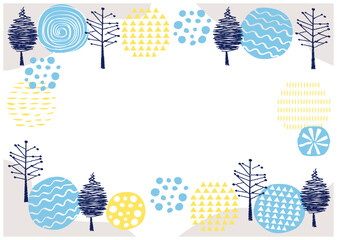 北欧風_丸柄と木のフレーム