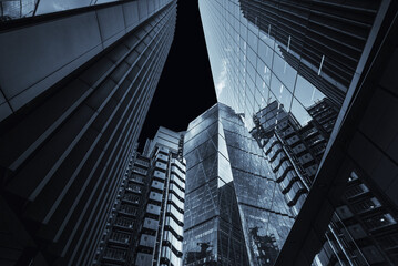 Fototapeta na wymiar Glass and metal in skyscrapers at London