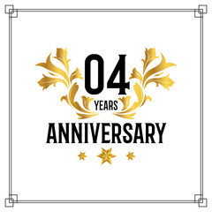 Vector 04th anniversary logo  luxurious golden and black color vector design celebration