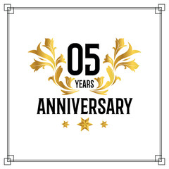 Vector 05th anniversary logo  luxurious golden and black color vector design celebration