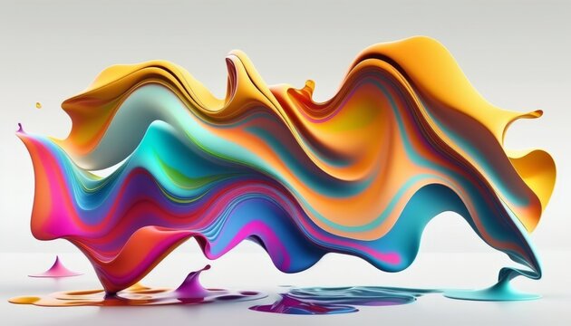 Abstract Swirly Wave - Multicolored Surreal Curves on Light Background