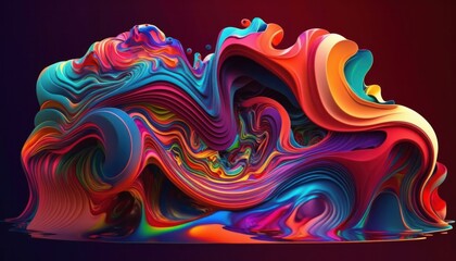 Fototapeta na wymiar Abstract Swirly Wave - Psychadelic Curves on Red Background