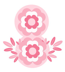 8 March. International Women's Day. Women day with pink flower.Transparent background