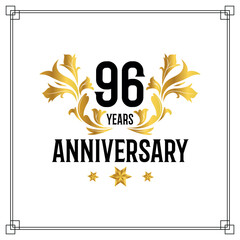 Vector 96th anniversary logo  luxurious golden and black color vector design celebration