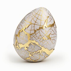 Illustration of Kintsugi Style  Decorated Egg Suitable for Easter as a Unique Easter Egg or Digital Artwork, Made in Part with Generative AI
