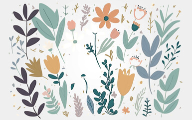 background with delicate leaves, vector illustration