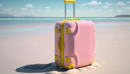 A pink suitcase, the ultimate beach must-have