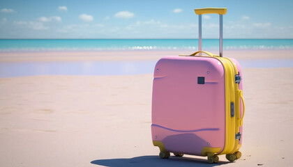 A jet pink suitcase, perfect for beachgoers