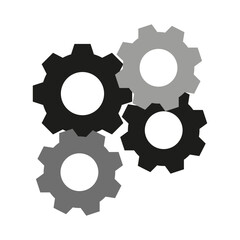 Black gears in modern style. Business concept. Vector illustration. 