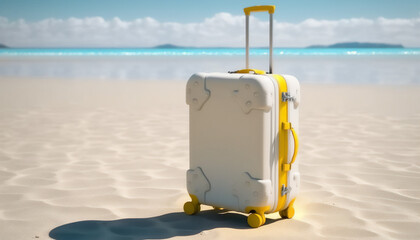 A beachgoer's companion - a white suitcase holding their essentials