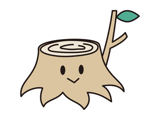 かわいい切り株のキャラクター