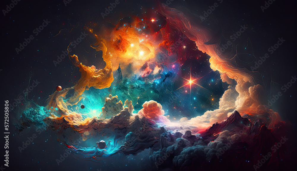 Canvas Prints outer space with stars, constellations, galaxies and nebulae. generative ai
