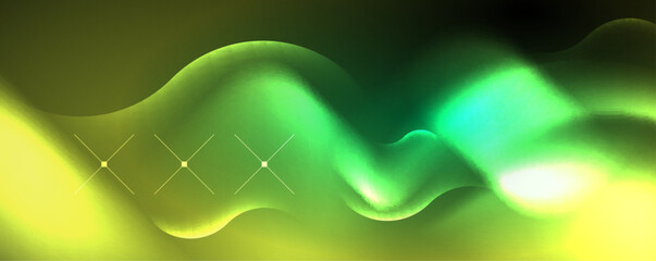 Neon glowing waves, magic energy space light concept, abstract background wallpaper design