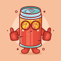 funny drink can character mascot with thumb up hand gesture isolated cartoon in flat style design