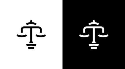 Justice scale logo vector monogram black and white icon illustration style Designs templates