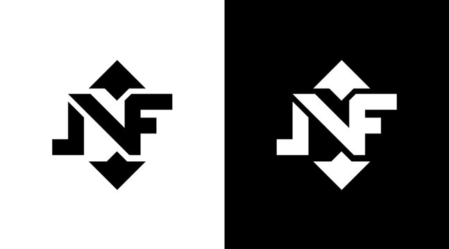 Nf logo vector monogram with arrow black and white icon illustration style Designs templates