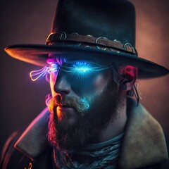 Naklejka premium Cyberpunk Amish