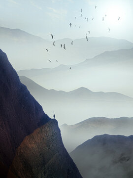 mountains in the morning by adventurer