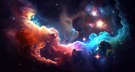 other space sky with stars, constellations, galaxies and nebulae. Generative AI