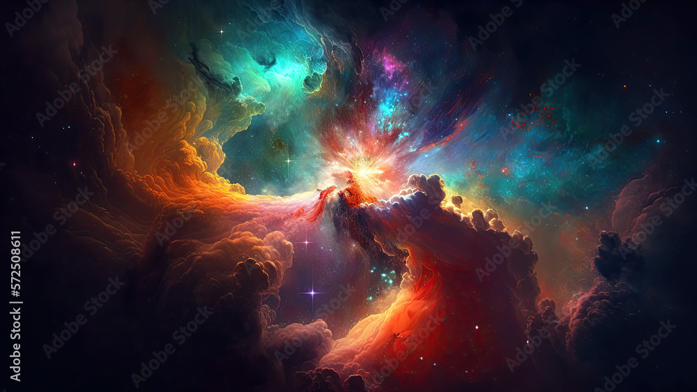 Canvas Prints outer space with stars, constellations, galaxies and nebulae. generative ai