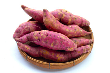 Sweet potato on white background.