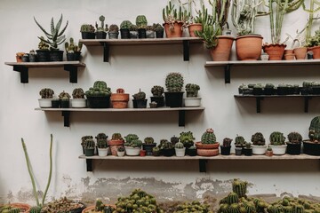 Cactus hobby garden in the backyard of the house.