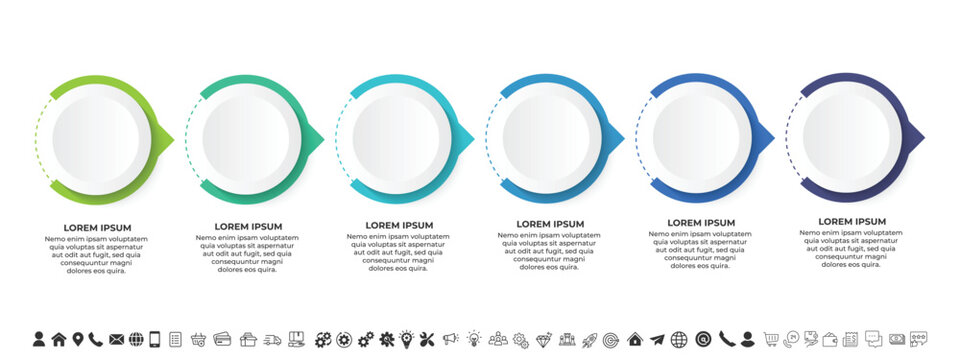 Steps business data visualization timeline process infographic template design with icons	
