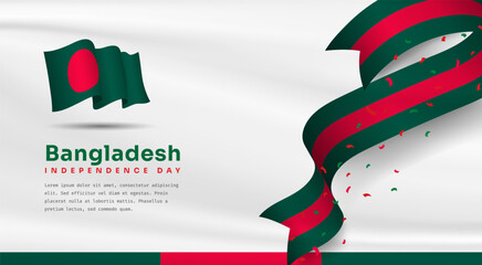 Banner illustration of Bangladesh independence day celebration with text space. Vector illustration.