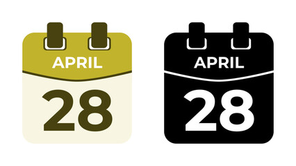 April 28 flat daily spiral calendar icon date vector illustration in matching color scheme. Suitable and perfect for design material, such as event or reminder. The best editable graphic resources.